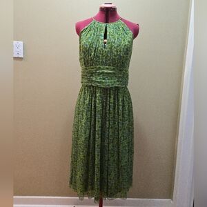 London Times - Green Halter Neck Dress